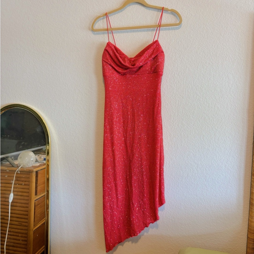 Vintage Y2K Be Smart Asymmetrical Glitter Dress